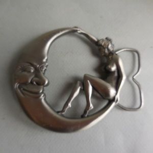 Woman and The Moon Metal Belt Buckle